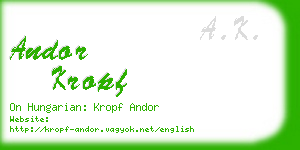 andor kropf business card